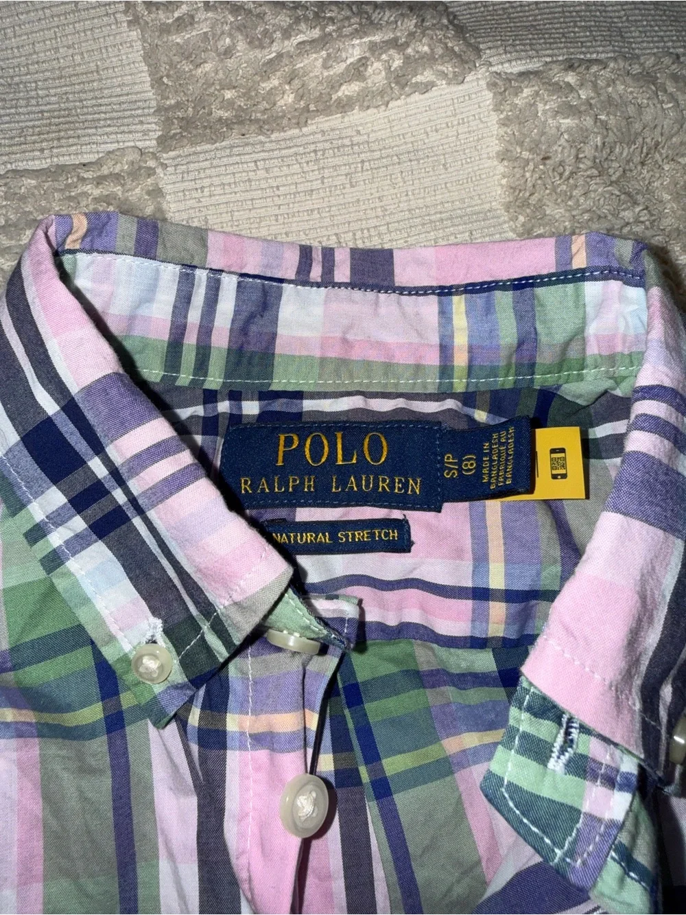 Polo Ralph Lauren Short Sleeve Plaid Button-Up Shirt in Pink, Blue & Green S (8)